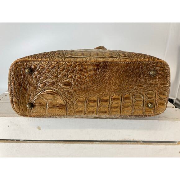 BRAHMIN BROWN AND GOLD SHIMMER CROCK LEATHER SHOULER BAG - Picture 7 of 16